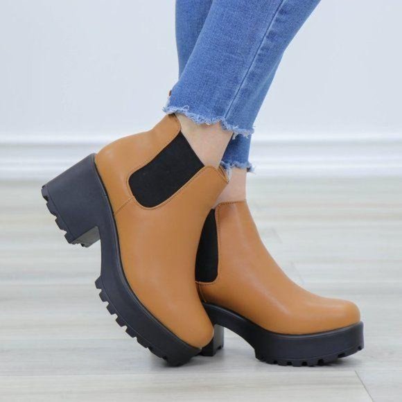 Chunky 90s Grunge Heel lug Platform booties - Picture 5 of 12